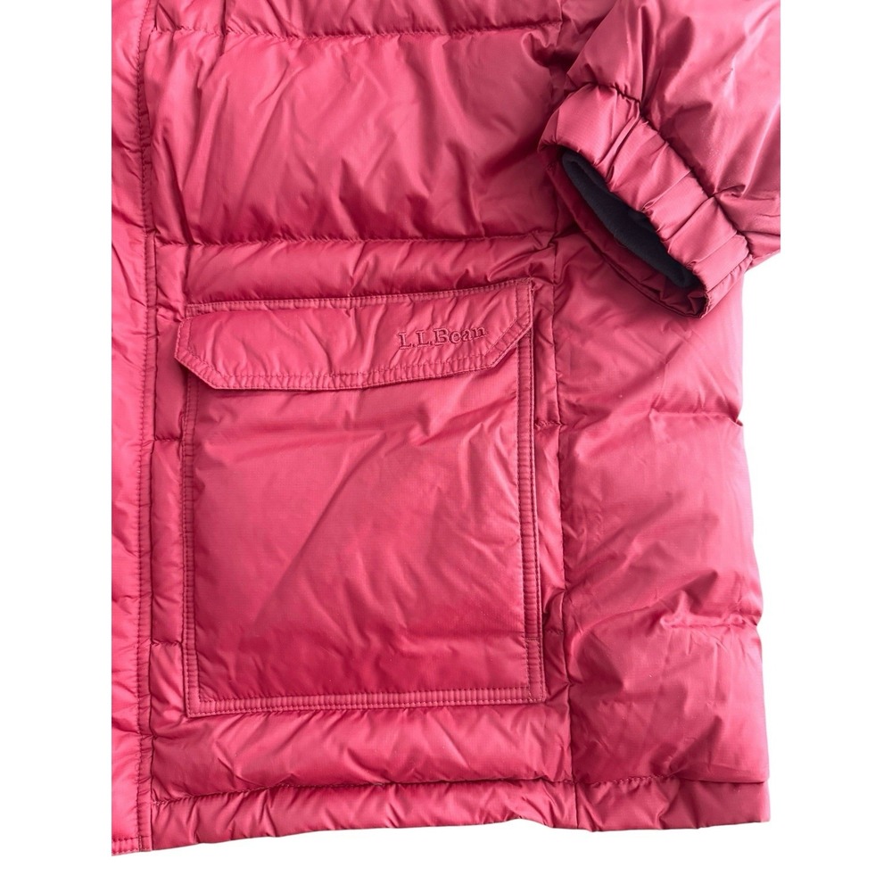 LL Bean Coat Mens XL Maroon Down Puffer Hooded Parka Jacket Nylon Winter - Picture 2 of 11